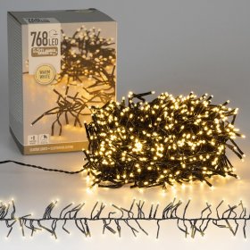 Cluster Lichterkette LED 5,5m, 768 LEDs Warmweiß, 8 Leuchtmodi IP44 Innen/Außen