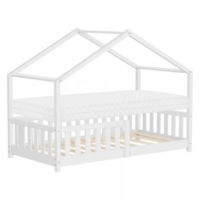 Kinderbett Hausbett 80x160 cm Weiß aus Kiefernholz mit Matratze H:10cm Rausfallschutz und Lattenrost ML-Design Kinderbett Hausbett 80x160 cm Weiß aus Kiefernholz mit Matratze H:10cm Rausfallschutz und Lattenrost ML-Design