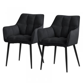 2er Set Esszimmerstuhl Schwarz aus Frotteestoff mit dickem gepolsterter Sitz ML-Design 2er Set Esszimmerstuhl Schwarz aus Frotteestoff mit dickem gepolsterter Sitz ML-Design