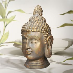 Buddha Kopf Statue 53 cm bronze aus Polyresin Buddha Kopf Statue 53 cm bronze aus Polyresin