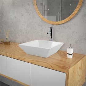 Waschbecken Quadratisch ohne Überlauf 41x41x12 cm Weiß aus Keramik LuxeBath Waschbecken Quadratisch ohne Überlauf 41x41x12 cm Weiß aus Keramik LuxeBath