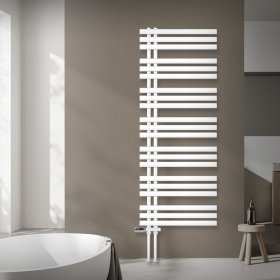 Badheizkörper Mittelanschluss 600x1600 mm Weiß mit Boden Anschlussgarnitur LuxeBath
