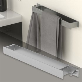 Handtuchhalter zum Kleben ohne Bohren mit Haken 42 cm Silber aus Edelstahl ML-Design