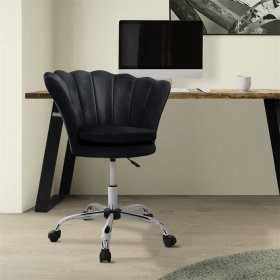 Bürostuhl mit Rollen und Rückenlehne Muscheldesign 68x68 cm Schwarz aus Samt Schminktisch Stuhl ML-Design Bürostuhl mit Rollen und Rückenlehne Muscheldesign 68x68 cm Schwarz aus Samt Schminktisch Stuhl ML-Design