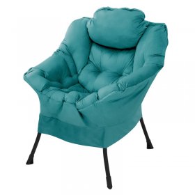 Relaxsessel Petrol mit Armlehnen und dickem Kopfkissen und Metallgestell Loungesessel bis 120 kg ML-Design