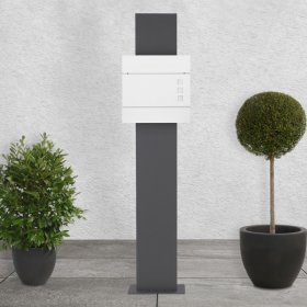Standbriefkasten mit Zeitungsfach 37x36,5x10,5 cm Weiß aus Stahl