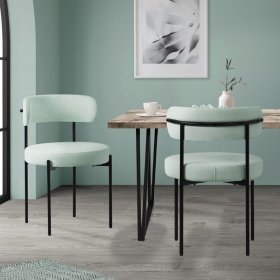 Esszimmerstuhl 2er Set mit Teddystoff mit Rückenlehne Grün Küchenstuhl ML-Design Esszimmerstuhl 2er Set mit Teddystoff mit Rückenlehne Grün Küchenstuhl ML-Design