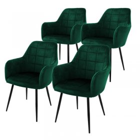 Esszimmerstuhl 4er Set Quadrat Steppung mit Rücken- und Armlehnen Dunkelgrün Küchenstuhl mit Microfaser-Samtbezug ML-Design Esszimmerstuhl 4er Set Quadrat Steppung mit Rücken- und Armlehnen Dunkelgrün Küchenstuhl mit Microfaser-Samtbezug ML-Design