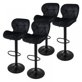 4er Set Barhocker Schwarz Samtbezug mit Rückenlehne und Fußstütze höhenverstellbar 59-79cm ML-Design 4er Set Barhocker Schwarz Samtbezug mit Rückenlehne und Fußstütze höhenverstellbar 59-79cm ML-Design