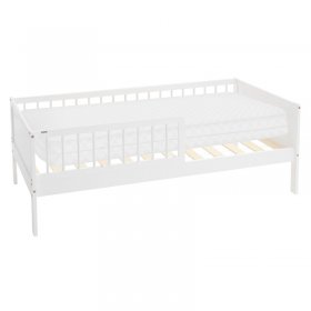 Kinderbett 80x160 cm mit Matratze, Lattenrost und Rausfallschutz in Weiß ML-Design