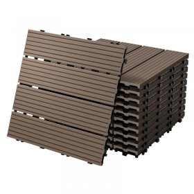 WPC Terrassenfliesen 30x30 cm 55er Set für 5m² Dunkelbraun in Holzoptik Balkon Bodenbelag mit Drainage und Klicksystem Terrassendielen Balkonfliesen
