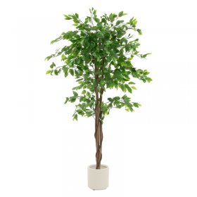 Künstlicher Ficus 150 cm Kunstpflanze mit Naturholzstamm im Topf ML-Design