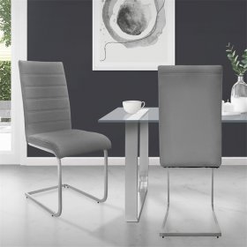 Esszimmerstuhl Freischwinger 2er Set mit Rückenlehne Grau Kunsterlederbezug ML-Design Esszimmerstuhl Freischwinger 2er Set mit Rückenlehne Grau Kunsterlederbezug ML-Design