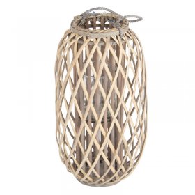 Riedlaterne mit Henkel 50 x Ø28 cm Braun aus umweltfreundlichem Rattan Riedlaterne mit Henkel 50 x Ø28 cm Braun aus umweltfreundlichem Rattan