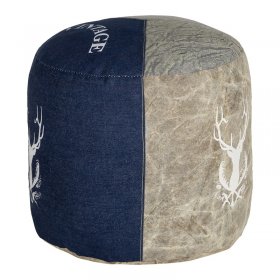 Sitzhocker rund Ø 35x43 cm Blau aus Segeltuch/Jeans mit Baumwolle Füllung WOMO-Design Sitzhocker rund Ø 35x43 cm Blau aus Segeltuch/Jeans mit Baumwolle Füllung WOMO-Design