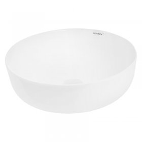 Waschbecken Rund ohne Überlauf Ø 40x13,5 cm Weiß aus Keramik LuxeBath