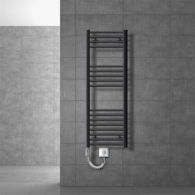 Badheizkörper Sahara mit Heizstab 900W 400x1200 mm Anthrazit gebogen mit Seitenanschluss
