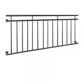 Französischer Balkon Brüstungsgeländer 184x90 cm Anthrazit mit 14 Füllstäben aus pulverbeschichtetem Stahl