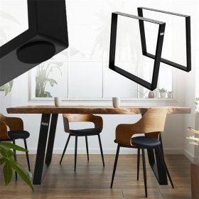 2er Set Tischkufen 80GRAD Neigung 75x72 cm Schwarz Profil 8x2 cm Stahl ML-Design