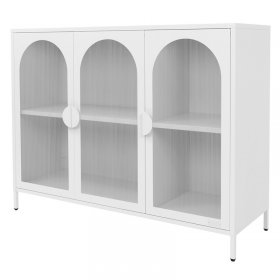 Vitrinenschrank 120x93x40 cm Vitrine mit 4 Ablage-/Regalfächer Weiß aus Stahl ML-Design Vitrinenschrank 120x93x40 cm Vitrine mit 4 Ablage-/Regalfächer Weiß aus Stahl ML-Design