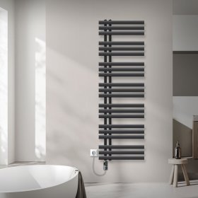Badheizkörper Mittelanschluss 500x1600 mm Anthrazit mit Heizstab 900W LuxeBath