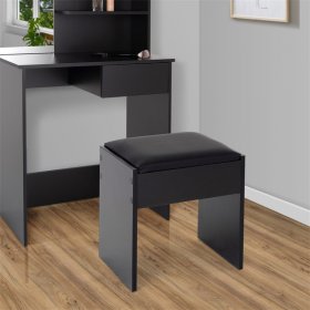 Sitzhocker mit gepolstertem Kissen und Bezug 40x43x29,5 cm Schwarz