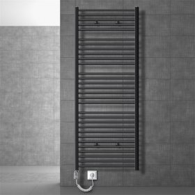 Badheizkörper Elektrisch mit Heizstab 900W 750x1800 mm Anthrazit gerade mit Seitenanschluss