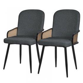 Esszimmerstühle 2er Set Anthrazit mit Arm- & Rückenlehne, Polsterstühle für Esszimmer & Küche ML-Design Esszimmerstühle 2er Set Anthrazit mit Arm- & Rückenlehne, Polsterstühle für Esszimmer & Küche ML-Design