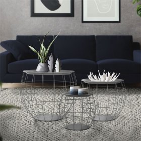 Beistelltisch 3er Set Grau aus Metall ML-Design