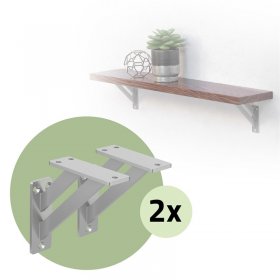 2er Set Wandkonsole Regalhalterung 2x 120 x 120 mm Silber aus Aluminium ML-Design