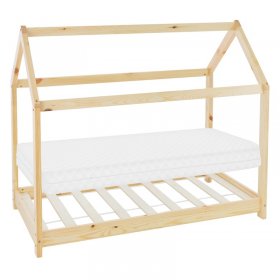 Kinderbett Hausbett 80x160 cm aus Kiefernholz inkl. Matratze H-10cm Holzbett mit Dach und Lattenrost ML-Design Kinderbett Hausbett 80x160 cm aus Kiefernholz inkl. Matratze H-10cm Holzbett mit Dach und Lattenrost ML-Design