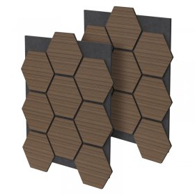 2er Set Akustikpaneele für 1m² Braun Wandpaneele Hexagon Schallabsorber Schalldämmung ML-Design