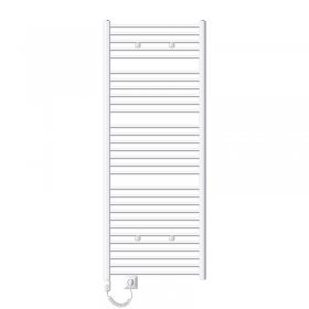 Elektrischer Badheizkörper mit Heizstab 900W 750x1800 mm Weiß gebogen mit Seitenanschluss LuxeBath