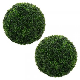 2er Set Künstlicher Buchsbaumkugel Ø35 cm Pflegeleichte Deko Kunstpflanze ML-Design