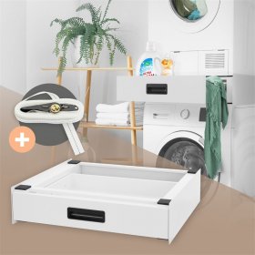 Zwischenbaurahmen für Waschmaschine Verbindungsrahmen mit Schublade 60,5x54 cm in Weiß ML-Design Zwischenbaurahmen für Waschmaschine Verbindungsrahmen mit Schublade 60,5x54 cm in Weiß ML-Design