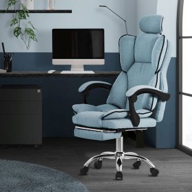 Chefsessel Bürostuhl höhenverstellbar Blau mit höhenverstellbarer Rückenlehne und Fuß-& Kopfstütze bis 120 kg ML-Design Chefsessel Bürostuhl höhenverstellbar Blau mit höhenverstellbarer Rückenlehne und Fuß-& Kopfstütze bis 120 kg ML-Design