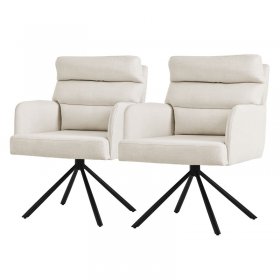 Esszimmerstuhl 2er Set Beige drehbar mit abnehmbaren Rückenkissen gepolstert bis 120 Kilogramm