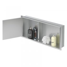 Wandnische Dusche mit befliesbarer Tür 25,5x55,5 cm Silber aus Edelstahl randlos Duschnische Duschablage LuxeBath Wandnische Dusche mit befliesbarer Tür 25,5x55,5 cm Silber aus Edelstahl randlos Duschnische Duschablage LuxeBath