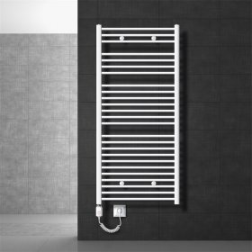 Elektrischer Badheizkörper mit Heizstab 1200W 750x1500 mm Weiß gerade mit Seitenanschluss LuxeBath