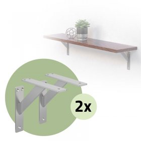 2er Set Wandkonsole Regalhalterung 2x 180 x 180 mm Silber aus Aluminium ML-Design
