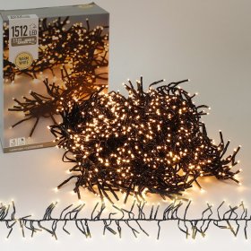 Cluster Lichterkette LED 11m, 1512 LEDs Warmweiß, 8 Leuchtmodi IP44 Innen/Außen