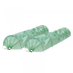 2er Set Folientunnel 300x55x35 cm Transparent/Grün aus PE-Gitterfolie