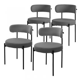 Esszimmerstuhl 4er Set mit Teddystoff mit Rückenlehne Grau Küchenstuhl ML-Design Esszimmerstuhl 4er Set mit Teddystoff mit Rückenlehne Grau Küchenstuhl ML-Design