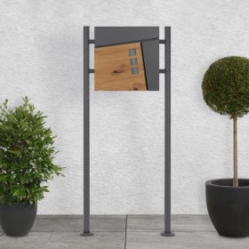 Standbriefkasten mit Zeitungsfach 37x36,5x11 cm Anthrazit/Holzoptik aus Stahl ML-Design, Modernes Asymetrisches Design, Standhöhe 120cm Anthrazit Standbriefkasten mit Zeitungsfach 37x36,5x11 cm Anthrazit/Holzoptik aus Stahl ML-Design, Modernes Asymetrisches Design, Standhöhe 120cm Anthrazit