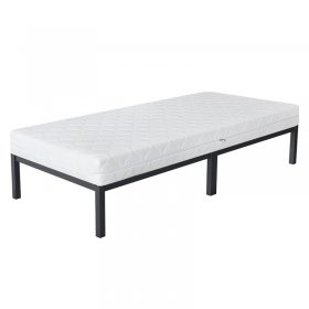 Bettgestell Einzelbett 90x200cm aus Metall in Anthrazit mit Lattenrost & Matratze H-16cm ML-Design