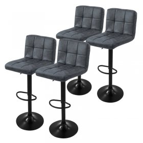 4er Set Barhocker Anthrazit Kunstlederbezug mit Rückenlehne und Fußstütze höhenverstellbar 63-83cm ML-Design 4er Set Barhocker Anthrazit Kunstlederbezug mit Rückenlehne und Fußstütze höhenverstellbar 63-83cm ML-Design