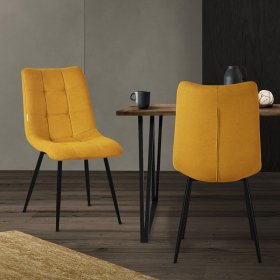 Esszimmerstühle 2er Set Senfgelb Küchenstuhl mit Polyesterbezug und Stahlbeinen ML-Design Esszimmerstühle 2er Set Senfgelb Küchenstuhl mit Polyesterbezug und Stahlbeinen ML-Design