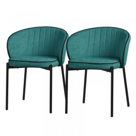 2er Set Esszimmerstühle mit Rücken- & Armlehne Petrol mit Metallbeinen bis 120 kg ML-Design