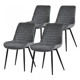 Esszimmerstuhl 4er Set Anthrazit mit Samtbezug und Stahlbeinen Küchenstuhl mit Rückenlehne ML-Design