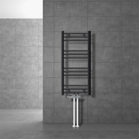 Badheizkörper Mittelanschluss 400x800 mm Anthrazit gerade mit Boden Anschlussgarnitur LuxeBath